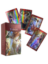 Load image into Gallery viewer, Shine Holographic Tarot Cards in Spanish German Version with Messages in Spanish with Book Divination French Italian