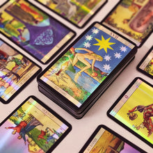 Load image into Gallery viewer, Shine Holographic Tarot Cards in Spanish German Version with Messages in Spanish with Book Divination French Italian