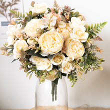 Load image into Gallery viewer, Silk Artificial Rose Flowers Cheap Autumn Decoration White Wedding Home Christmas Fall Fake Flower Bouquet Craft Wreath Supplies