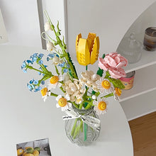 Load image into Gallery viewer, Simulation Building Blocks Flower Tulip Rose Sunflower Potted Bouquet Mini Flower Block DIY Children's Assembled Toy Girl Gift