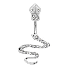 Load image into Gallery viewer, 1pcs Snake navel ring crystal red CZ 14g Belly button piercing body jewellery