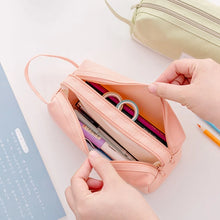 Load image into Gallery viewer, Pencil Case Candy Color Large Capacity Double Zipper Fabric Pen Box