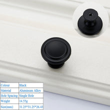 Load image into Gallery viewer, Doorknob Solid Modern Simple Furniture Hardware Accessories Drawer Cabinet Door Handle American Black Cabinet Wardrobe Single Hole Knobs