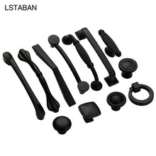 Load image into Gallery viewer, Doorknob Solid Modern Simple Furniture Hardware Accessories Drawer Cabinet Door Handle American Black Cabinet Wardrobe Single Hole Knobs