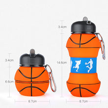 Load image into Gallery viewer, Sports Fold Water Bottle Football Basketball Tennis Leakproof Portable Silica gel Kettle Travel Office School Kids Water Bottle