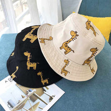 Load image into Gallery viewer, Spring Autumn Children's Bucket Hats Cartoon giraffe Sun Hat Girls Boys Outdoor Beach Hat Camping Fishing Cap Casual Panama Cap