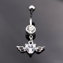 Load image into Gallery viewer, Angel Love Wing Heart Navel Piercing Ombligo Black Zircon Belly Button Rings Belly Piercing Ring Pircing Ear Jewelry