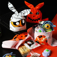 Load image into Gallery viewer, StoBag 50pcs Halloween Candy Packaging Bag Party Trick Or Treat Handbag For Children Gift Cookies Handmade Favour Biscuits Snack