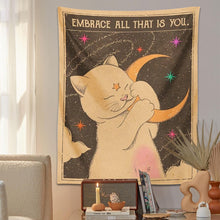 Load image into Gallery viewer, Sun moon Tarot Cat Tapestry Wall Hanging Witchcraft you are a child of the universe Bohemia Home Decor Hippie Bedroom Decor