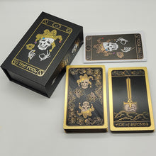 Load image into Gallery viewer, Super Excellent Skeleton Pattern Deluxe Gold Foil Tarot Waterproof PVC Cards Deck Mystery Board Game For Halloween Gift