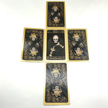 Load image into Gallery viewer, Super Excellent Skeleton Pattern Deluxe Gold Foil Tarot Waterproof PVC Cards Deck Mystery Board Game For Halloween Gift