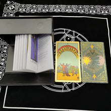 Load image into Gallery viewer, Super Excellent Skeleton Pattern Deluxe Gold Foil Tarot Waterproof PVC Cards Deck Mystery Board Game For Halloween Gift
