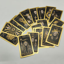 Load image into Gallery viewer, Super Excellent Skeleton Pattern Deluxe Gold Foil Tarot Waterproof PVC Cards Deck Mystery Board Game For Halloween Gift