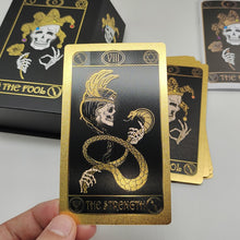 Load image into Gallery viewer, Super Excellent Skeleton Pattern Deluxe Gold Foil Tarot Waterproof PVC Cards Deck Mystery Board Game For Halloween Gift