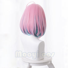 Load image into Gallery viewer, THE IDOLM CINDERELLA GIRLS Yumemi Riamu Cosplay Wig Women Short Straight Synthetic Anime Game Cos Wig Pink Gradient Green