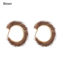 Load image into Gallery viewer, 1 Pair Winter Autumn Round Hairy Earring Temperament Exaggerated Big Circle Earrings Warm Fur Hoop Plush Jewelry Gift