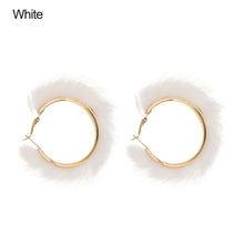 Load image into Gallery viewer, 1 Pair Winter Autumn Round Hairy Earring Temperament Exaggerated Big Circle Earrings Warm Fur Hoop Plush Jewelry Gift