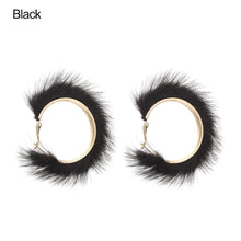 Load image into Gallery viewer, 1 Pair Winter Autumn Round Hairy Earring Temperament Exaggerated Big Circle Earrings Warm Fur Hoop Plush Jewelry Gift