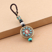 Load image into Gallery viewer, Tibetan Buddha Pendant Keychain Keyring Om Ohm Aum Buddhist Mantra Sign Yoga Charm Car Key Chain For Women Nepal Ethnic Jewelry