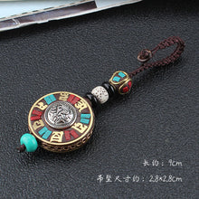 Load image into Gallery viewer, Tibetan Buddha Pendant Keychain Keyring Om Ohm Aum Buddhist Mantra Sign Yoga Charm Car Key Chain For Women Nepal Ethnic Jewelry