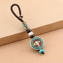 Load image into Gallery viewer, Tibetan Buddha Pendant Keychain Keyring Om Ohm Aum Buddhist Mantra Sign Yoga Charm Car Key Chain For Women Nepal Ethnic Jewelry