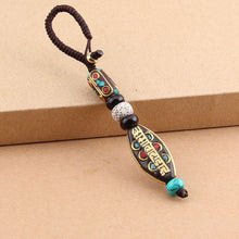 Load image into Gallery viewer, Tibetan Buddha Pendant Keychain Keyring Om Ohm Aum Buddhist Mantra Sign Yoga Charm Car Key Chain For Women Nepal Ethnic Jewelry