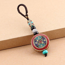 Load image into Gallery viewer, Tibetan Buddha Pendant Keychain Keyring Om Ohm Aum Buddhist Mantra Sign Yoga Charm Car Key Chain For Women Nepal Ethnic Jewelry