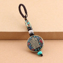 Load image into Gallery viewer, Tibetan Buddha Pendant Keychain Keyring Om Ohm Aum Buddhist Mantra Sign Yoga Charm Car Key Chain For Women Nepal Ethnic Jewelry