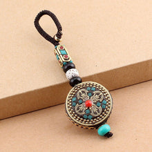 Load image into Gallery viewer, Tibetan Buddha Pendant Keychain Keyring Om Ohm Aum Buddhist Mantra Sign Yoga Charm Car Key Chain For Women Nepal Ethnic Jewelry