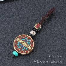 Load image into Gallery viewer, Tibetan Buddha Pendant Keychain Keyring Om Ohm Aum Buddhist Mantra Sign Yoga Charm Car Key Chain For Women Nepal Ethnic Jewelry