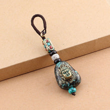 Load image into Gallery viewer, Tibetan Buddha Pendant Keychain Keyring Om Ohm Aum Buddhist Mantra Sign Yoga Charm Car Key Chain For Women Nepal Ethnic Jewelry
