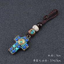 Load image into Gallery viewer, Tibetan Buddha Pendant Keychain Keyring Om Ohm Aum Buddhist Mantra Sign Yoga Charm Car Key Chain For Women Nepal Ethnic Jewelry
