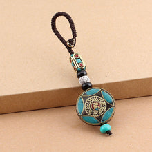 Load image into Gallery viewer, Tibetan Buddha Pendant Keychain Keyring Om Ohm Aum Buddhist Mantra Sign Yoga Charm Car Key Chain For Women Nepal Ethnic Jewelry