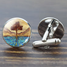Load image into Gallery viewer, Tree of Life Cufflinks for Men Best Man Cufflinks Set Cufflinks Wedding Life Tree Suit Shirt Cuff Links Men Accessories