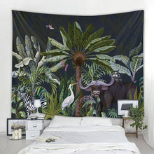 Load image into Gallery viewer, Tropical plants jungle animals tapestry retro landscape wall hanging mandala psychedelic wall covering yoga bohemian decoration