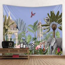 Load image into Gallery viewer, Tropical plants jungle animals tapestry retro landscape wall hanging mandala psychedelic wall covering yoga bohemian decoration