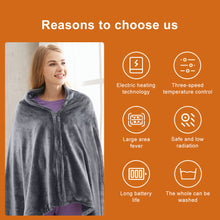 Load image into Gallery viewer, USB Electric Heating Blanket Warm Shawl Coral Fleece Plush 3-speed Adjust Temperature Winter Large 150x80cm Zipper Washable