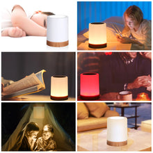 Load image into Gallery viewer, USB Rechargeable Touching Control Bedside Light Dimmable Table Lamp Warm White & RGB Night Light