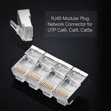 Load image into Gallery viewer, Connector 8P8C Modular Ethernet Cable Head Plug Gold-plated Cat 6 Crimp Network RJ 45 Crimper Connector Cat6