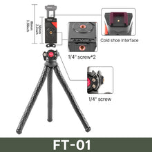 Load image into Gallery viewer, Octopus Flexible Tripod For Phone SLR DSLR Camera Tripod Extend 1/4'' Screw With Ballhead Cold Shoe Phone Clip