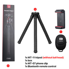 Load image into Gallery viewer, Octopus Flexible Tripod For Phone SLR DSLR Camera Tripod Extend 1/4'' Screw With Ballhead Cold Shoe Phone Clip