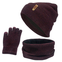 Load image into Gallery viewer, Unisex Beanies Hat Ring Scarf Gloves Set Winter Knitted Thick Warm Cap Women Men Solid Retro Beanie Hat Soft Touch Screen Gloves