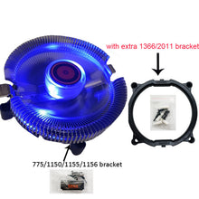 Load image into Gallery viewer, Cooling Fan Desktop Computer PC cooler blue LED Aluminum Heatsink CPU Fan for LGA