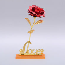 Load image into Gallery viewer, Valentine's Day Creative Gift 24K Foil Plated Rose Gold Rose Lasts Forever Love Wedding Decor Lover Lighting Roses Creative Gift