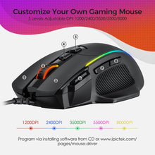 Load image into Gallery viewer, Gaming Mouse Wired Ergonomic Mice with 8000DPI 8 Programmable Buttons RGB Backlit for PC Gamer Computer Mouse