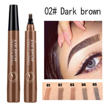 Load image into Gallery viewer, Four-Headed Eyebrow Pencil Waterproof Sweat-Proof Non-Fading Black Brown Liquid Eyebrow Pencil 4-Fork Eyebrow Pencil
