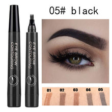 Load image into Gallery viewer, Four-Headed Eyebrow Pencil Waterproof Sweat-Proof Non-Fading Black Brown Liquid Eyebrow Pencil 4-Fork Eyebrow Pencil