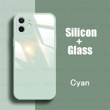 Load image into Gallery viewer, Square Tempered Glass Phone Case for iPhone 12 Mini 11 Pro Max SE 2 X XR XS Max 8 7 Plus 12 Pro Anti-knock Liquid Silicone Cover
