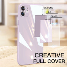 Load image into Gallery viewer, Square Tempered Glass Phone Case for iPhone 12 Mini 11 Pro Max SE 2 X XR XS Max 8 7 Plus 12 Pro Anti-knock Liquid Silicone Cover