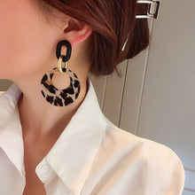 Load image into Gallery viewer, Vintage Leopard Print Geometric Circle Earrings for Women New Trendy Temperament High-End Atmospheric Earrings Jewelry